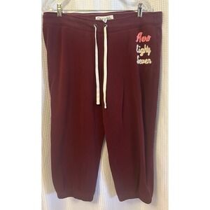 Aeropostale Burgundy Low Rise Crop Jogger Pants 90s Y2K Grunge Womens Size XL